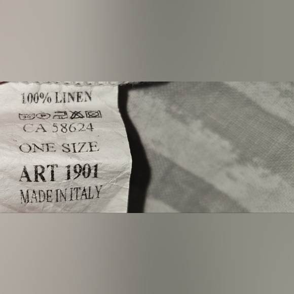 Linen Italy Tunic Dress Grey & White Stripe Bohemian Pockets - Picture 8 of 8